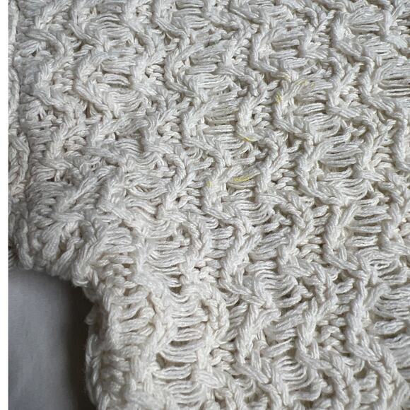 Vintage Mardi Size Medium Heavy Crochet Knit V-neck Sweater 100% Cotton Pullover - Picture 4 of 6